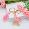 Jewelry Ornament Resin Material Alphabet Key Chain Glitter Keyring Bag Pendant Letter Keychain