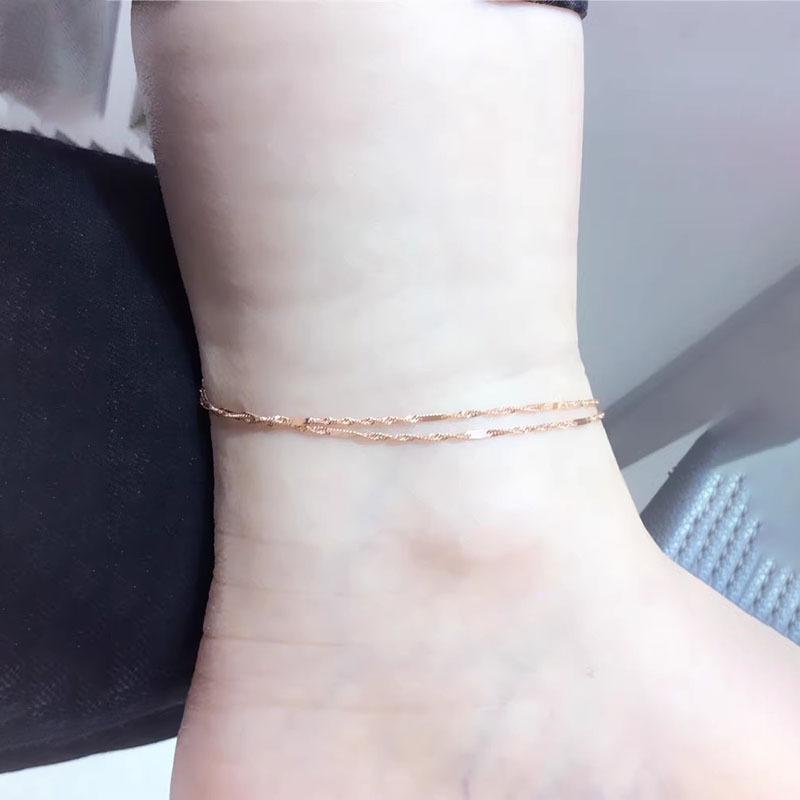 Purple Gold Water Corrugated Anklet Simple Rose Gold Plated Shiny Double Sequined Anklet Jewelry Women