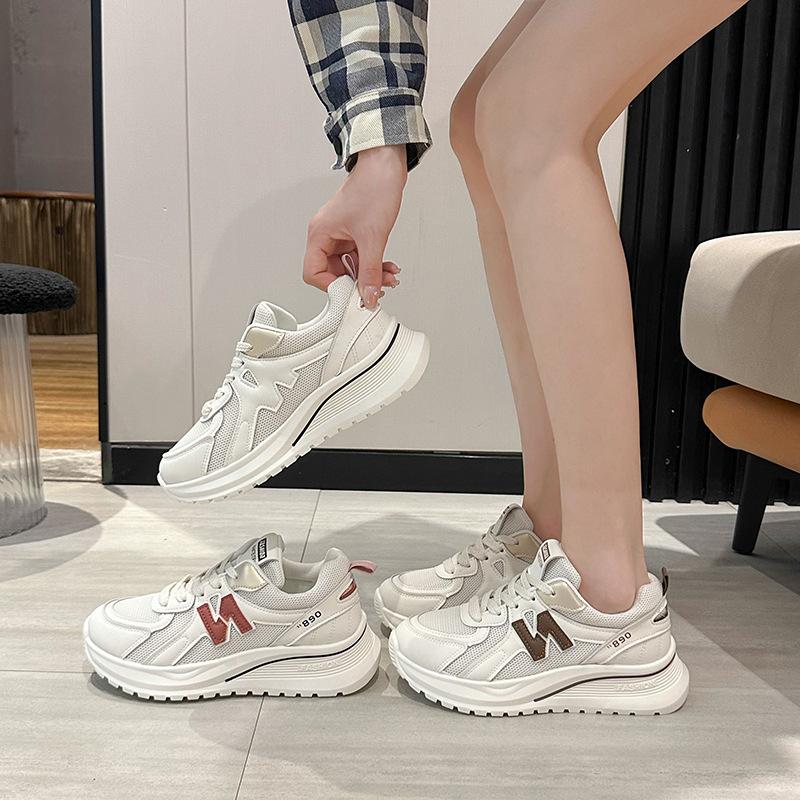 Forrest Gump shoes women's new autumn light sports dad shoes leather surface soft sole not tired feet white shoes super fire