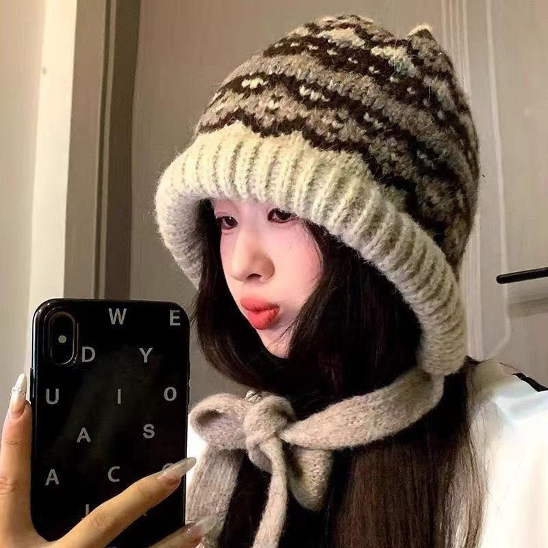 Knitted Hat Children's Autumn and Winter Ferrarafa Hat Bag Hat Warm Ear Protector Wool Hat