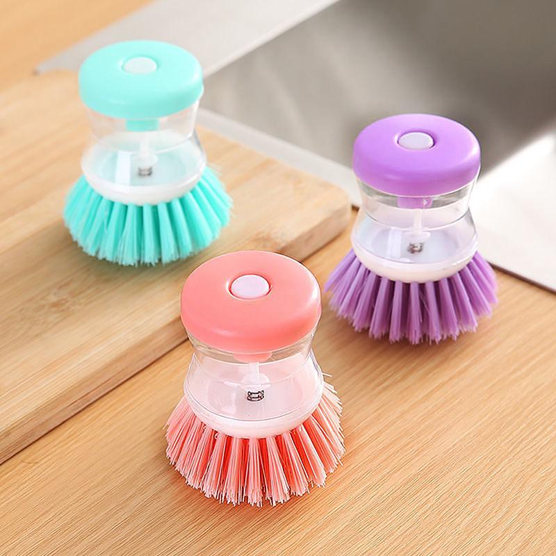 2024  Kitchen Wash Pot Dish Brush Washing Utensils With Washing Up Liquid Soap Dispenser Household Cleaning Accessories