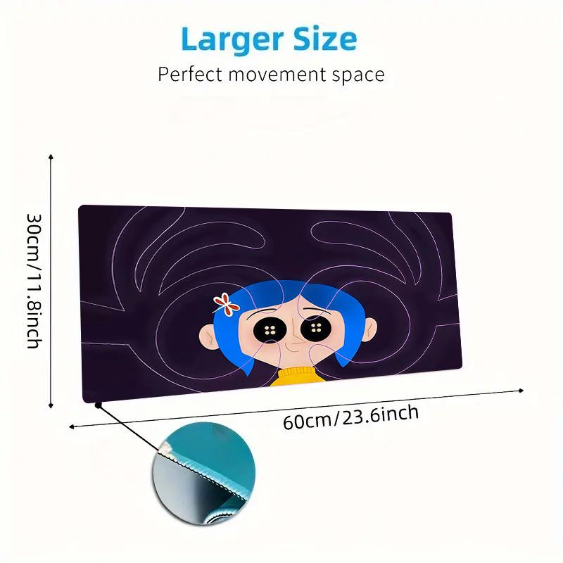Coraline Print Cushion Non-slip Laptop Tablet Big Mousepad XXL Mat Mini PC Playmat With Lock edge