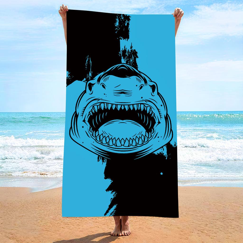 Telo Mare Danger Shark Microfibra Asciugatura Rapida Assorbente per Spiaggia Piscina Sport Palestra Viaggio