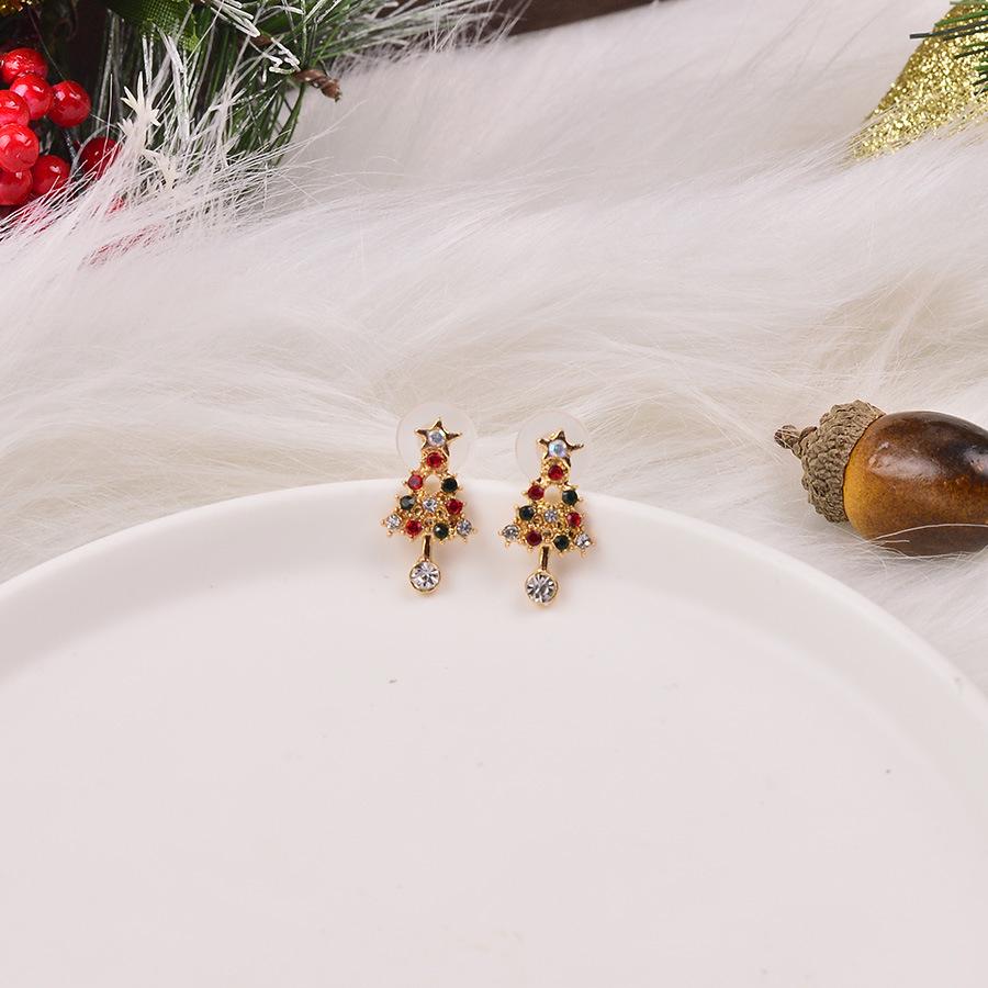 Wykwintne Europejskie i Amerykańskie Modne Kolczyki Diamentowe Choinka i Płatek Śniegu - Błyszczący Luksusowy Świąteczny Design