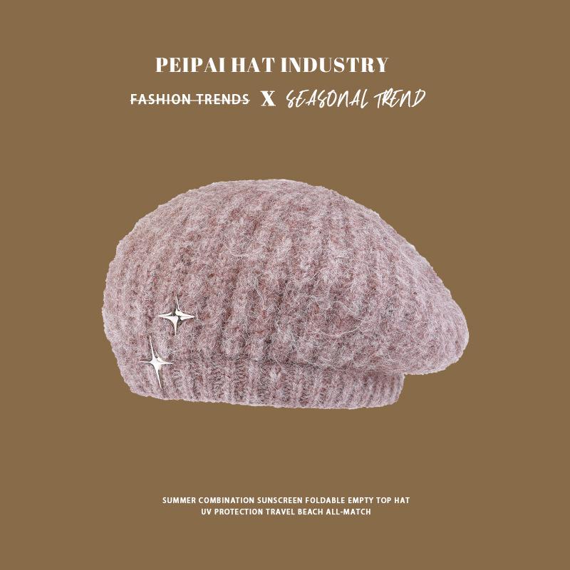 Beret autumn and winter face little girl painter hat versatile classic British retro newsboy hat
