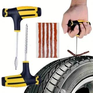 

Motorcycle Car Tire Repair Kit Puncture Plug Tools Emergency Strips String Glue for All Vehicles