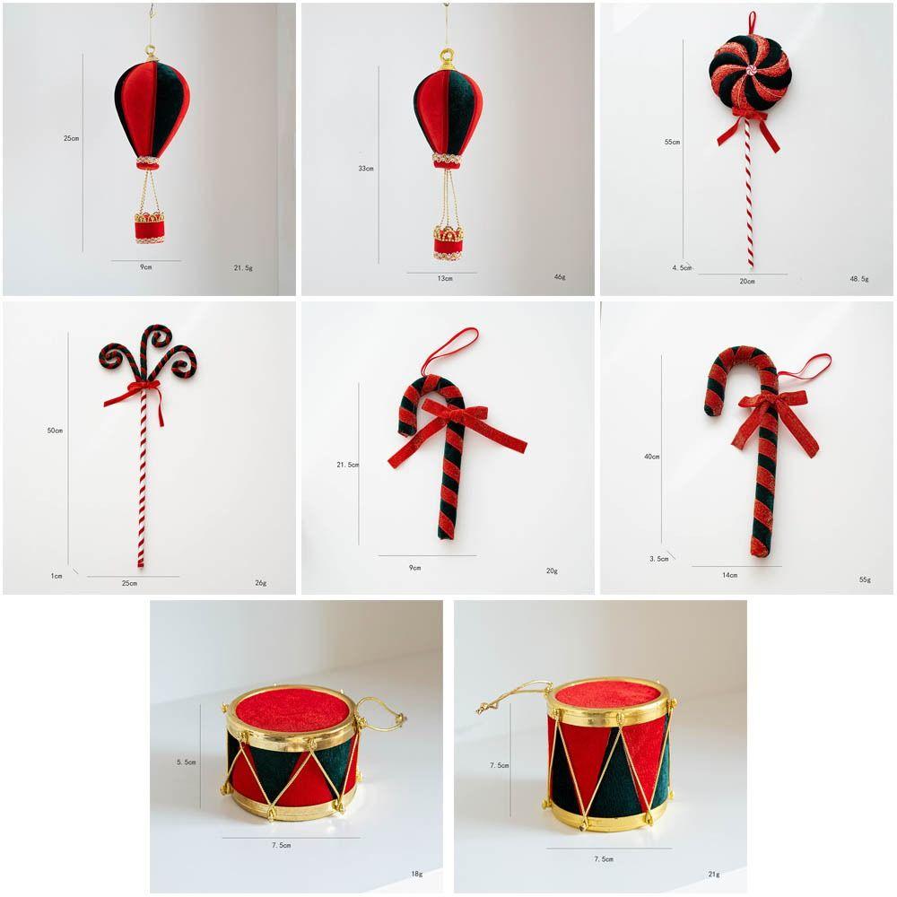 Foam Flocking Simulation Candy Cane Decoration Red Green Hot Air Balloon Christmas Velvet Hanging Candies Hanging