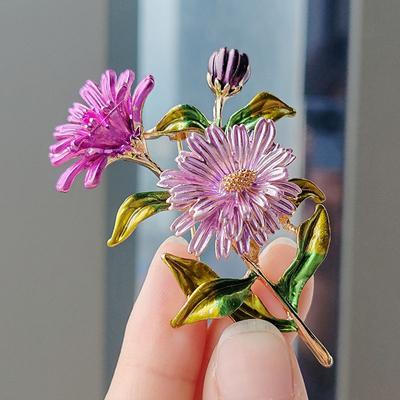 Vielseitige, kreative Blumenbrosche, Accessoires, hochwertige weibliche Corsage, modisch bemalt, Öltropfen, mehrfarbige Chrysanthemen-Anstecknadel