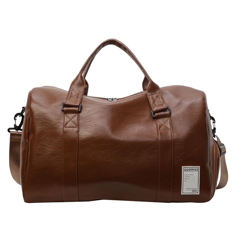 Fashionable Outdoor Sports and Fitness Bag, Dry Wet Separation Handbag, Men's Leather Luggage Bag, Women's Large Capacity Travel Bag