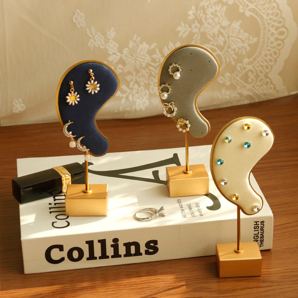 Ear Shape Earring Display Stand Microfiber Charms-Earring Hanging Rack Ear Clip Holder Stud Jewelry Organizer Storage Showcase