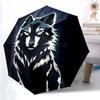1 Stück Wolf, Nacht Automatisches Öffnungs-/Schließschirm mit Ein-Knopf-Bedienung, Kompaktes Faltverdeck, Stabiles 8-Rippen Winddichtes Design S15