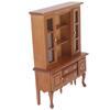 Miniature Cabinet Wooden 1/12 Scale Dollhouse Bookcase Cupboard with Openable Door Drawer for Room