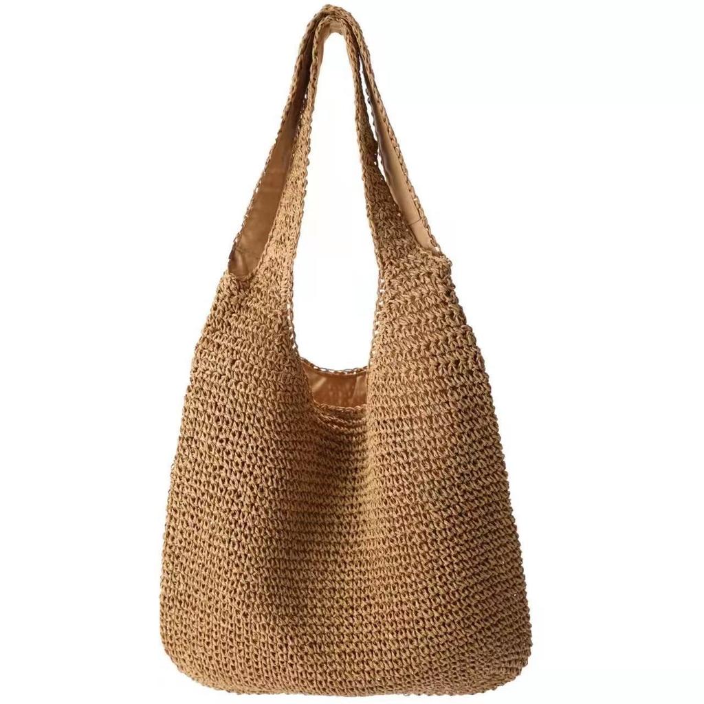 Strandtaschen für Damen - Sommer Weich Groß Gewebte Schultertasche Handtasche, Strandtasche Strohtasche für den Sommerurlaub