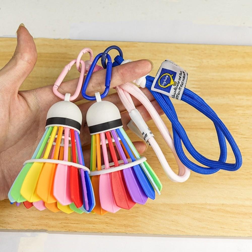 Funny Badminton Keychain Rainbow Color 3D Printing Keyring Fashion Badminton Bag Pendant  Gift