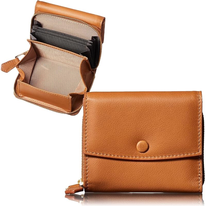 

[Rinle] wallet ladies compact trifold small folding wallet mini wallet folding wallet large capacity leather genuine leather easy to use brand