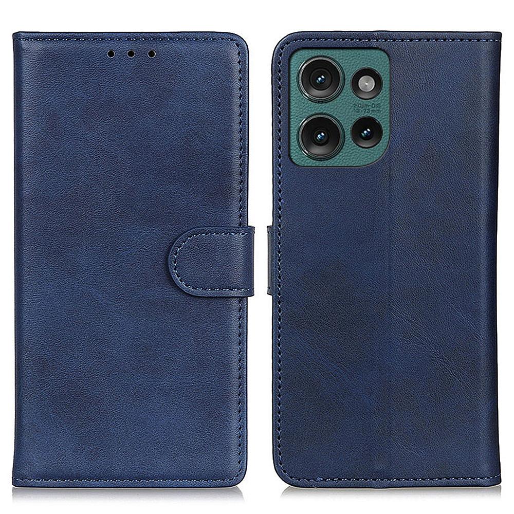

For Motorola Edge 50 Neo 5G/Moto S50 5G/Thinkphone 25 5G Stand Wallet Case Cowhide Texture Leather Phone Cover Blue