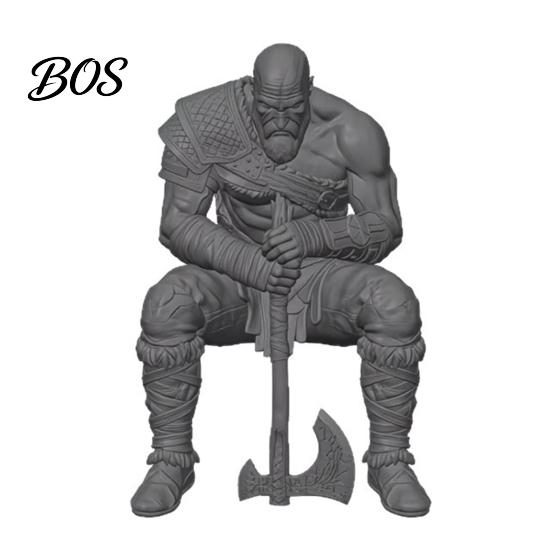 Suit Detail Figure 3D Printed Warrior Statue, Nordic Mythology Figurine with Ornament Weapon, Collectible for Home Office Decoration Texture Statue