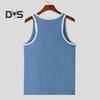 Débardeur de sport pour homme, col en U profond, bretelles larges, sans manches, patchwork de couleurs, coupe ample, décontracté et polyvalent