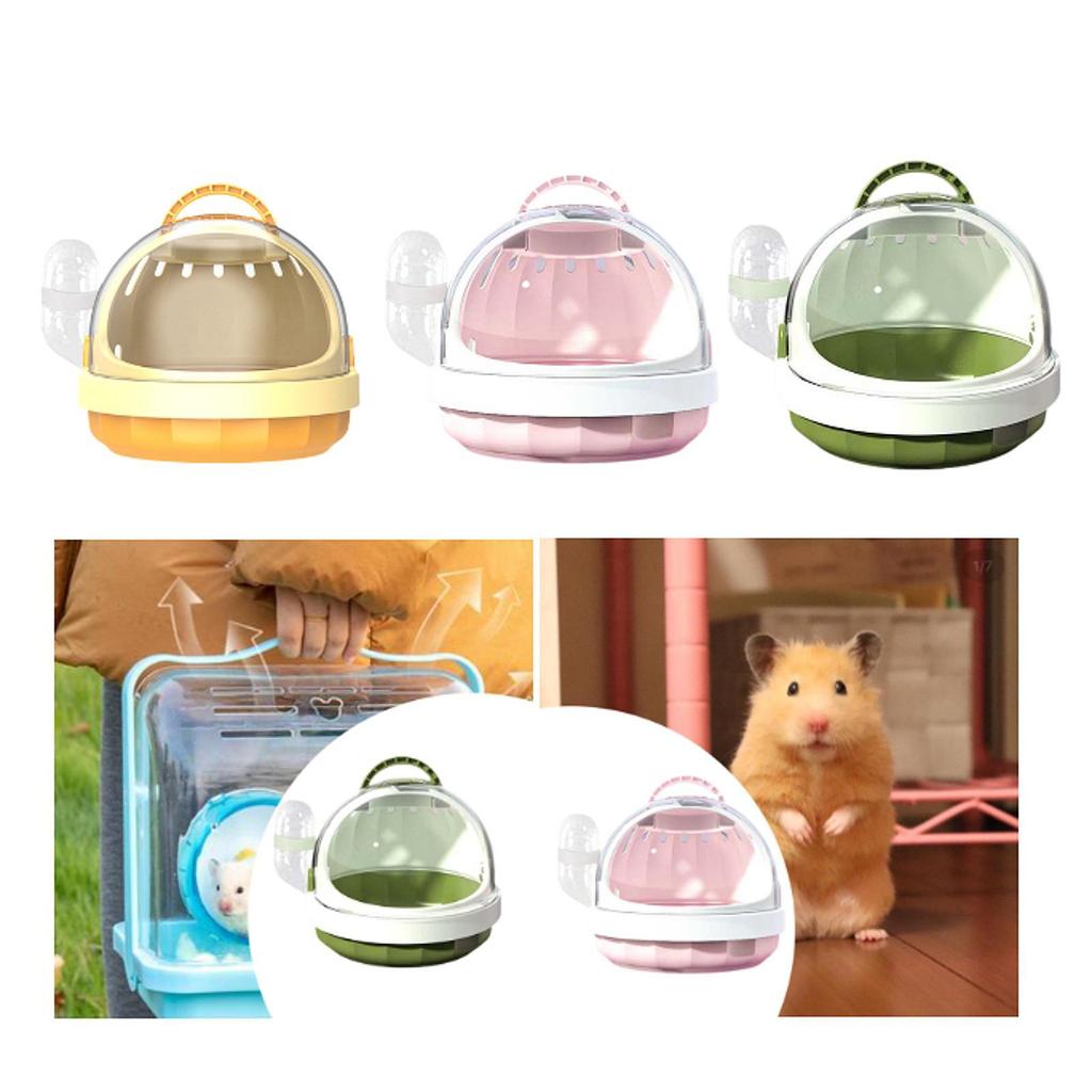 Hamster Carrier Cage with Water Bottle Habitat Hamster Travel Carrier Pet Outgoing Cage for Chinchilla Hedgehog Dwarf Hamster