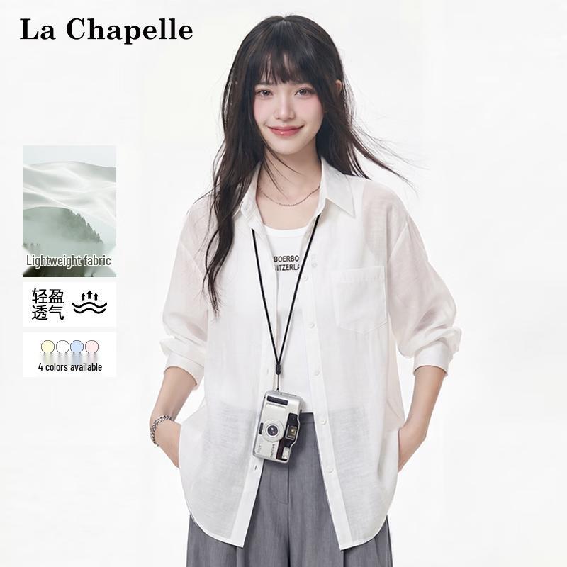 

La Chapelle Women s Lyocell Blend Long-Sleeve Sheer Shirt L