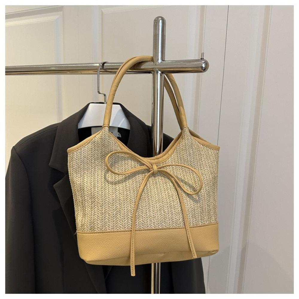 Large Capacity Straw Shoulder Bag Elegant Women's Handbag Korean Weaving Tote Bag  Beach