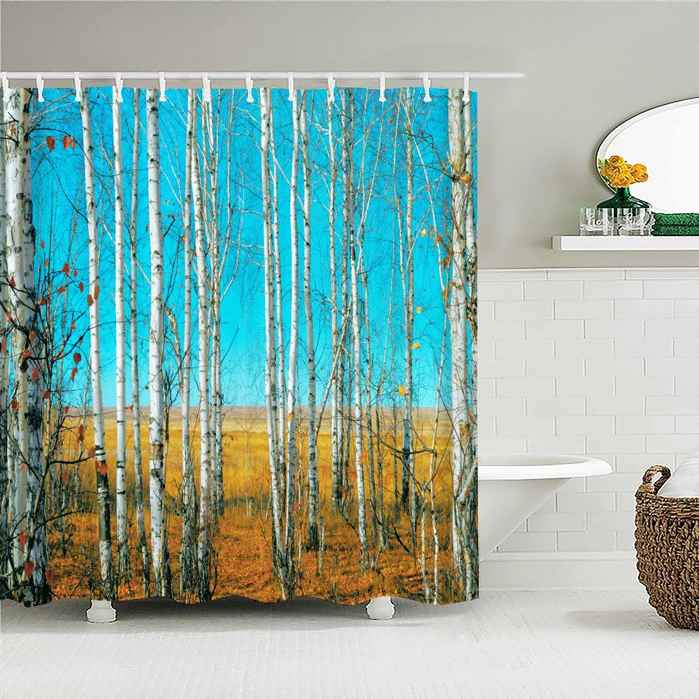 High Quality Natural Landscape Rain Forest Fabric Shower Curtain Waterproof Bath Curtains For Bathroom Decorate With Hooks