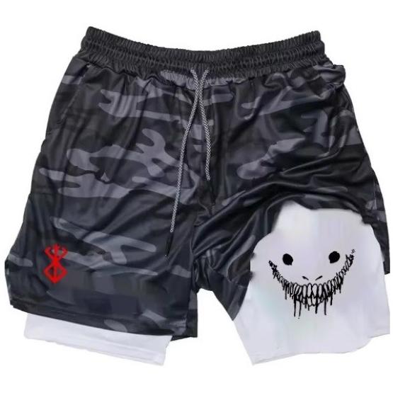 Berserk Muay Thai Kick Boxing UFC MMA Segakunstide Segavõitluskunst Püksid Anime Mehed Naised Unisex Kahekihilised Kiiresti Kuivavad Hingavad Sportlikud Jõusaal Fitness Treening