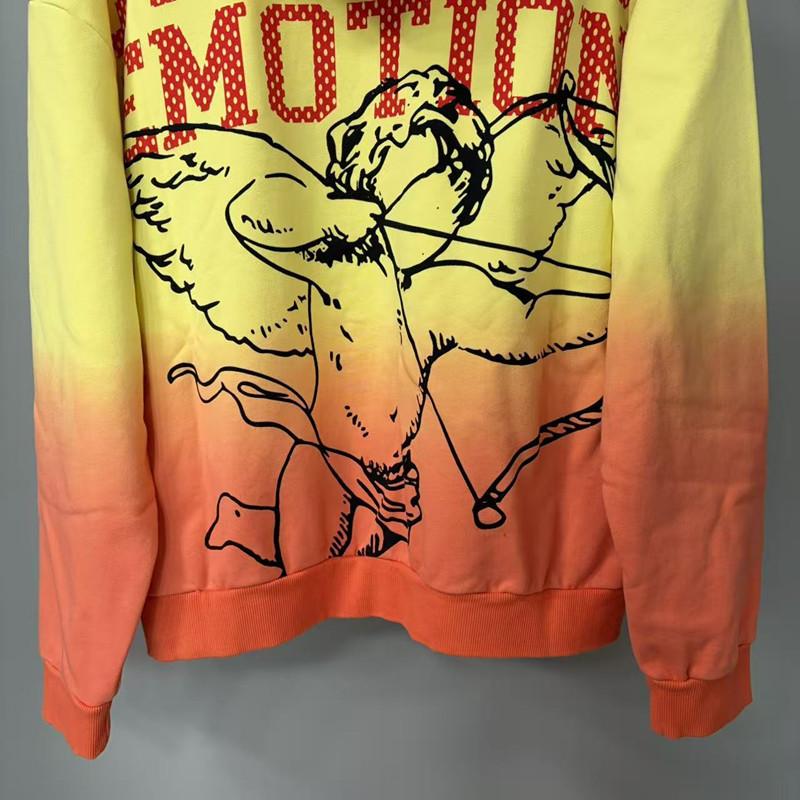 Cross-border trendy brand MIXED & EMOTION Cupid letter gradual change hooded sweater men's and women's high street cardigan jacket