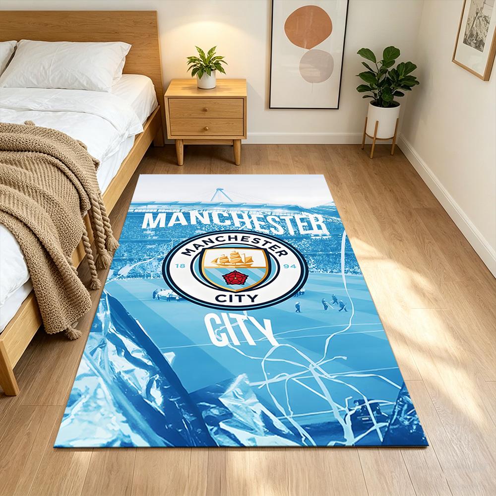 Manchester City Football Club Decorative Area Rug Soft Plush Non-slip Bottom Kitchen & Bathroom Use Fashionable Home Decor Perfect Gift