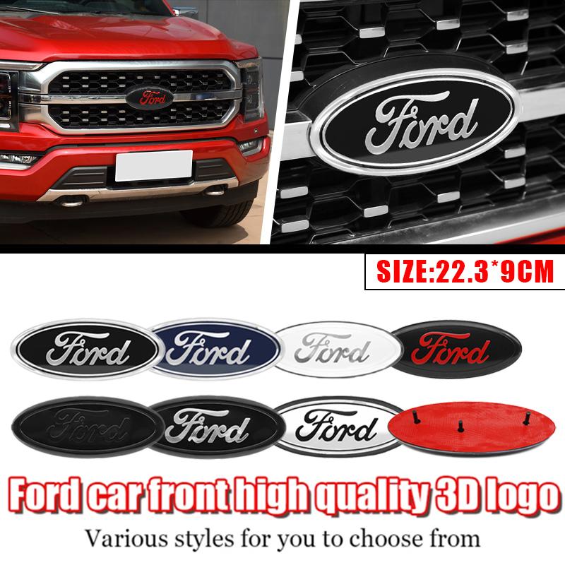 223mm Car Front Head Hood Bonnet Logo Rear Trunk Badge For Ford F150 Fiesta Ranger Mondeo Escape Kuga Edge Mustang Accessories