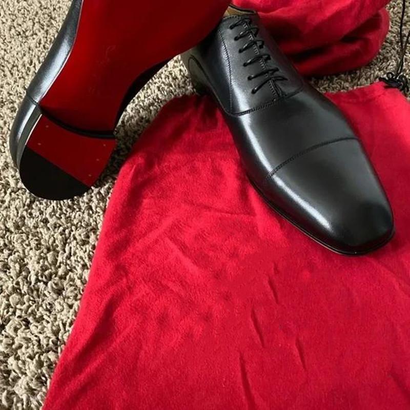 Fashion Red Sole Men Shoes Black Brown Oxfords Square Toe Lace-up Wedding Shoes for Men with  Men Shoes