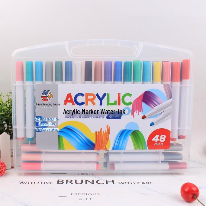 Acryl-Marker Stift Set - 12, 24 oder 48 Farben für Stoff, Keramik und Holz, Wasserdichte Farbe Stifte