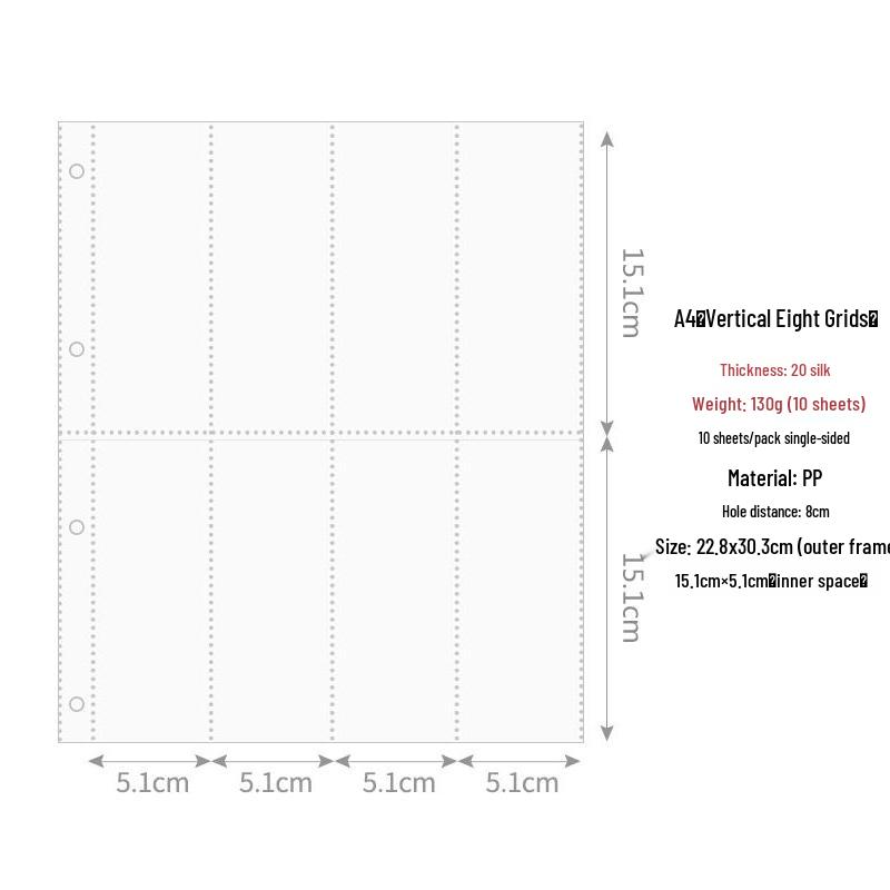Retro Amerikanisches A4 Neun-Taschen Kartenalbum mit holografischem Design für Postkarten und Fotos