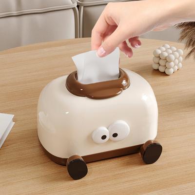 Kawaii Plastic Cartoon Tissue Box Decorative Large Capacity Napkin Holder With Spring Tissue Dispenser Living Room Decoration