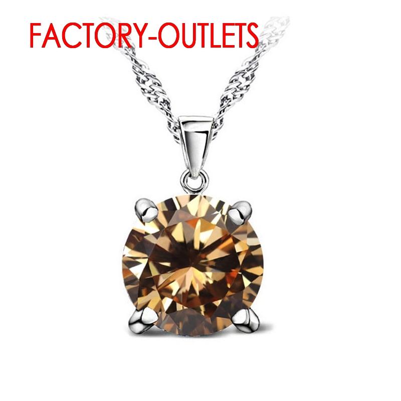 

925 Silver Pendant Necklaces Fashion Jewelry Classic 4 Claws Austrian Crystal Women Girls Engagement Anniversary шампанського