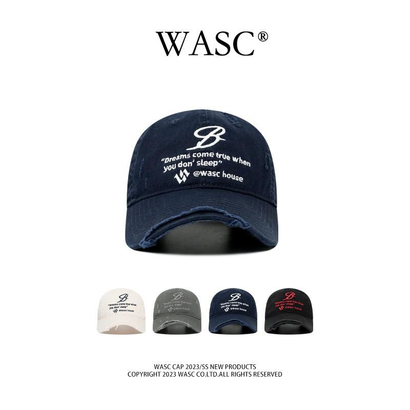 Niche design high street washing destroys baseball caps, women show their faces, small embroidery makes old soft top caps, trendy brands