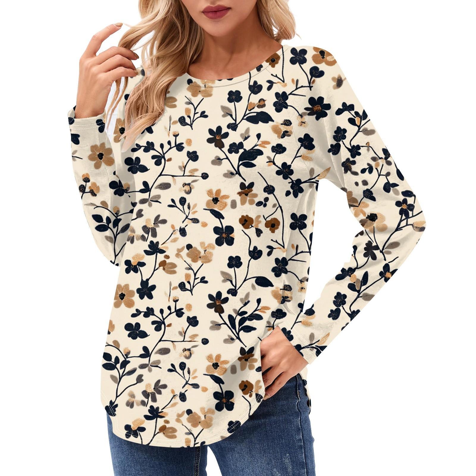 

Женские рубашки с длинным рукавом, повседневные модные туники, топы с круглым вырезом, базовая свободная футболка XL