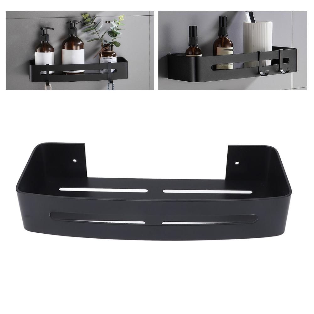 With Hooks Bathroom Shelf Black Floating Wall Shelf Storage Shelf Home Hotel Apartment