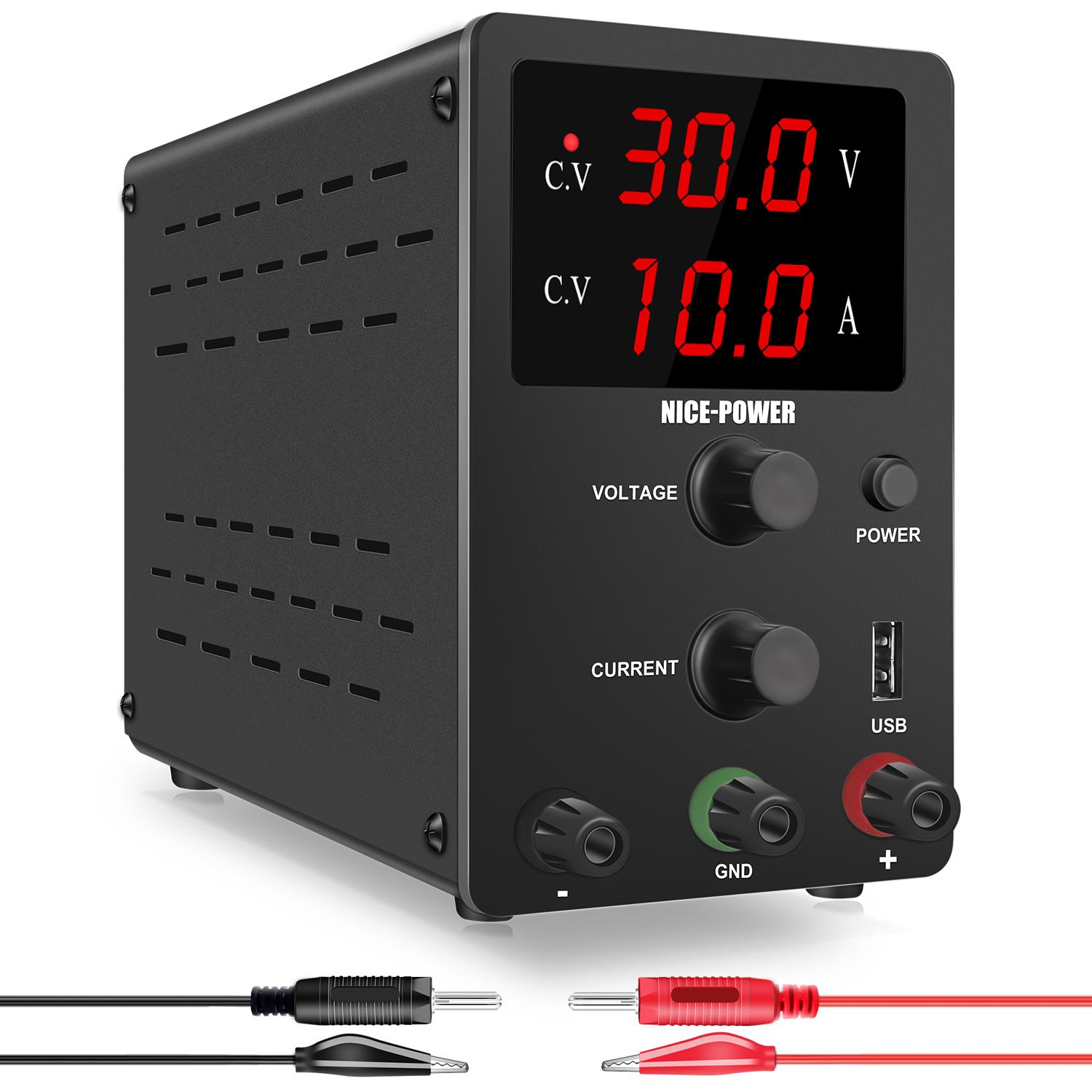 

Лабораторне джерело живлення Nice-power USB, регульоване постійним струмом, регульоване 30 В 10 А, лабораторний регулятор напруги, стабілізатор, настільне джерело, DIY чорний