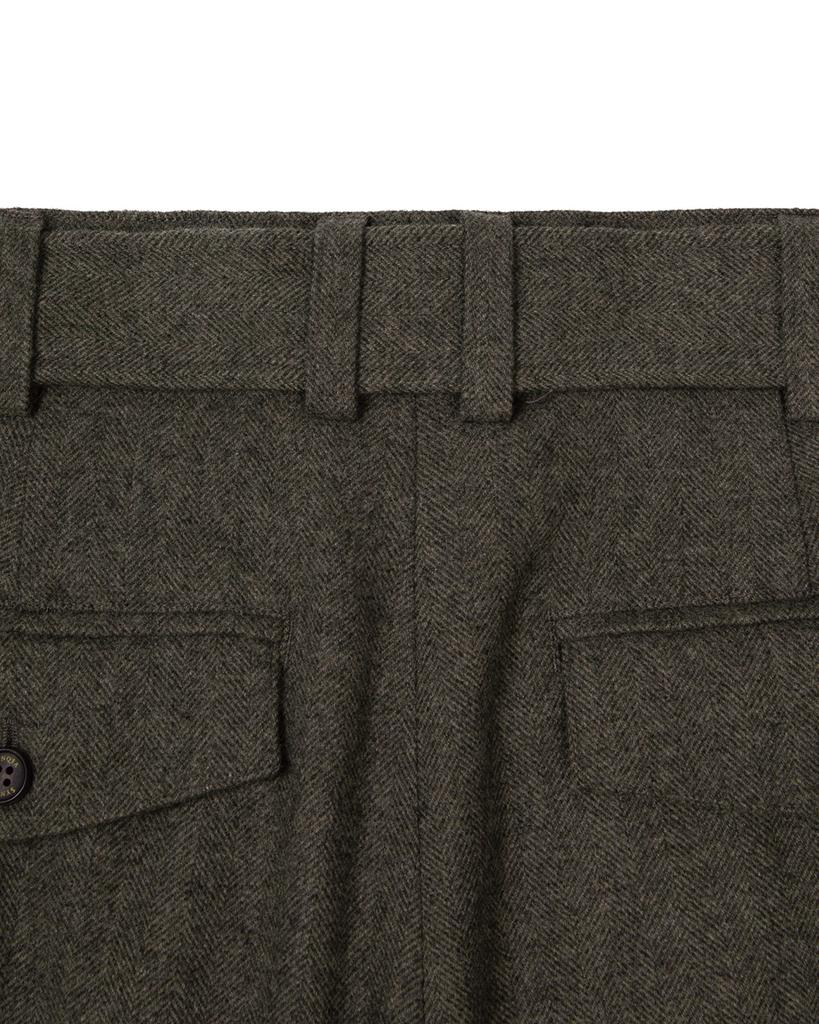 Sinkia Turn-Up Detail Belted Herringbone Trousers Taupe Grey