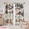 2pcs,2D Plane Printing Popular Curtain Panels Winter Wonderland(1) Polyester Fabric (without Rod) Room Decor Ldeal for Various