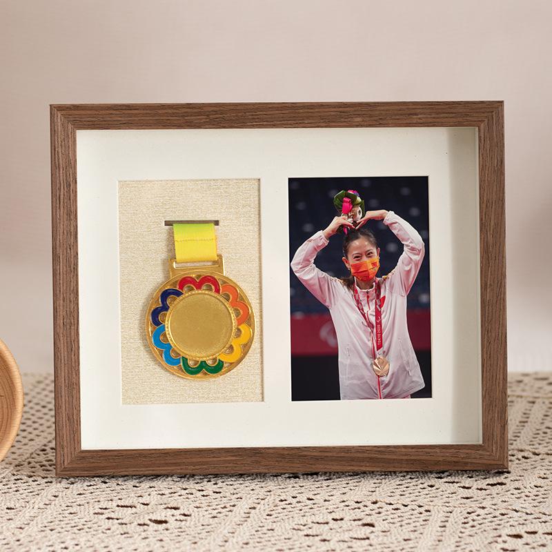 Wooden Medal Frame & Display: Marathon Tag Holder and Decorative Picture Frame