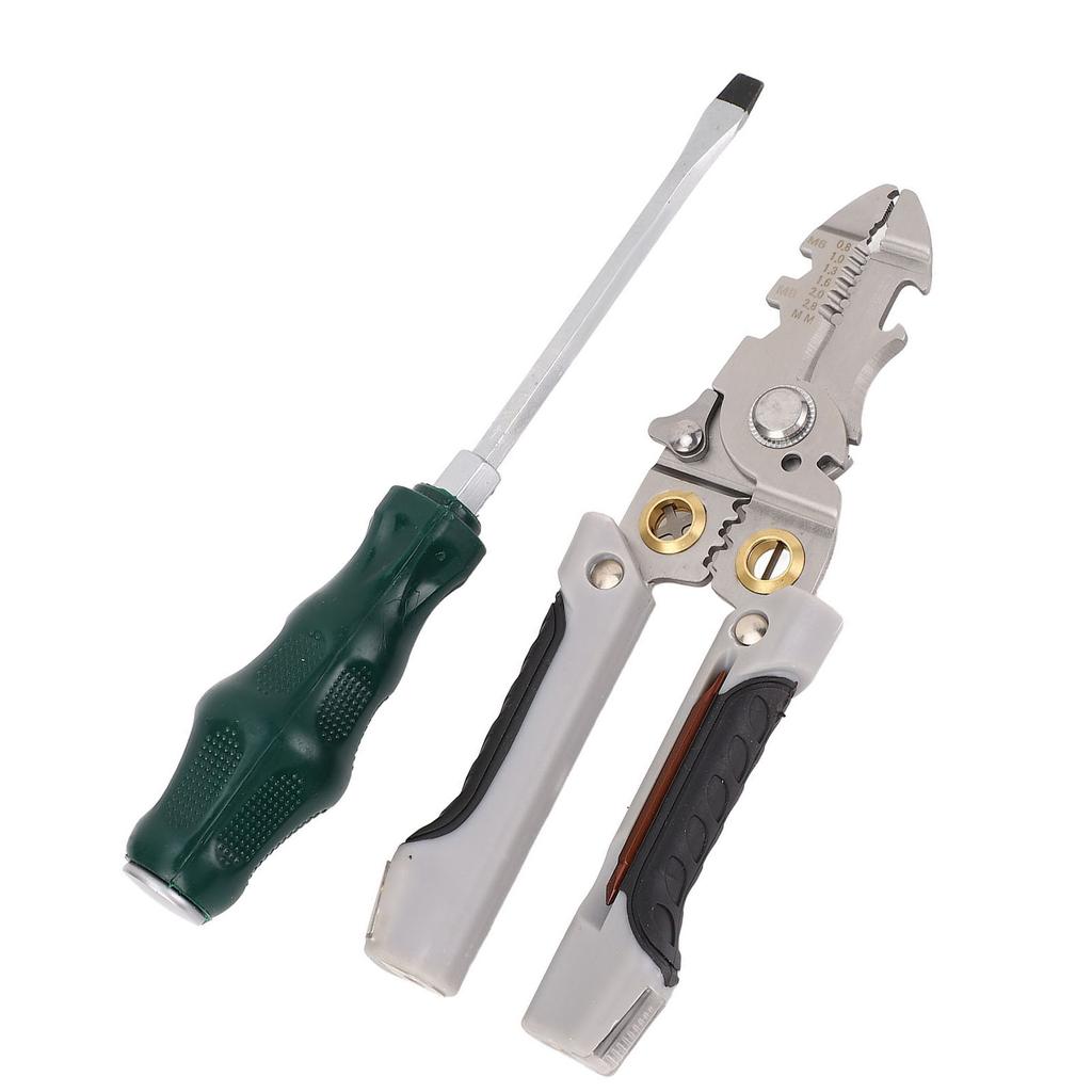 21 In 1 Wire Stripper 6mm Slot Screwdriver Stainless Steel Wire Stripping Pliers Electrician Tool
