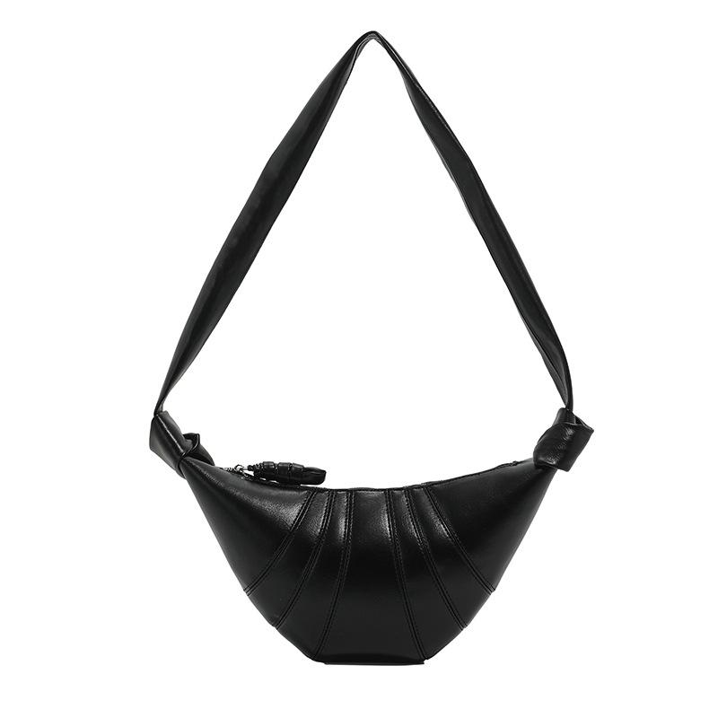 2024 New Vintage Niche Croissant Bag Cowhide Dumpling Bag Fashionable Single Shoulder Crossbody Baguette Women's Bag