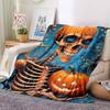 1PC Halloween Skeleton Blanket, Throw For Sofa, Bed, Travel, Camping, Livingroom, And Bed, Printing Blanket With Soft And Warm Fabric Yy250918173