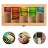 1pc Bamboo Tea Bag Storage Basket Transparent Glass Design Suitable for Storing Coffee and Tea Bags