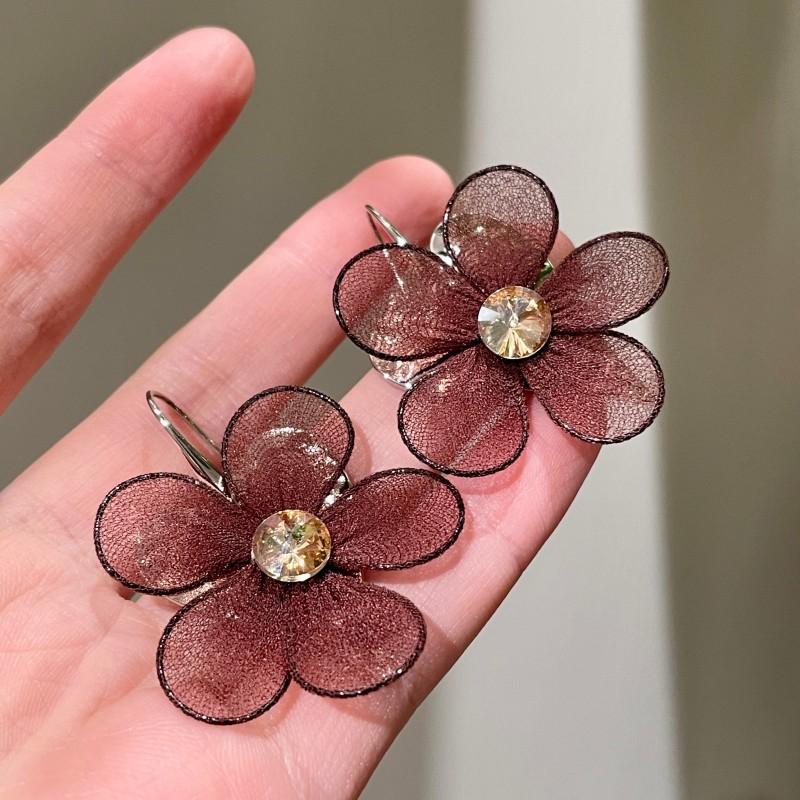 Natural tiger's eye stone series stud earrings for women Maillard exquisite retro earrings niche light luxury high-end temperament earrings