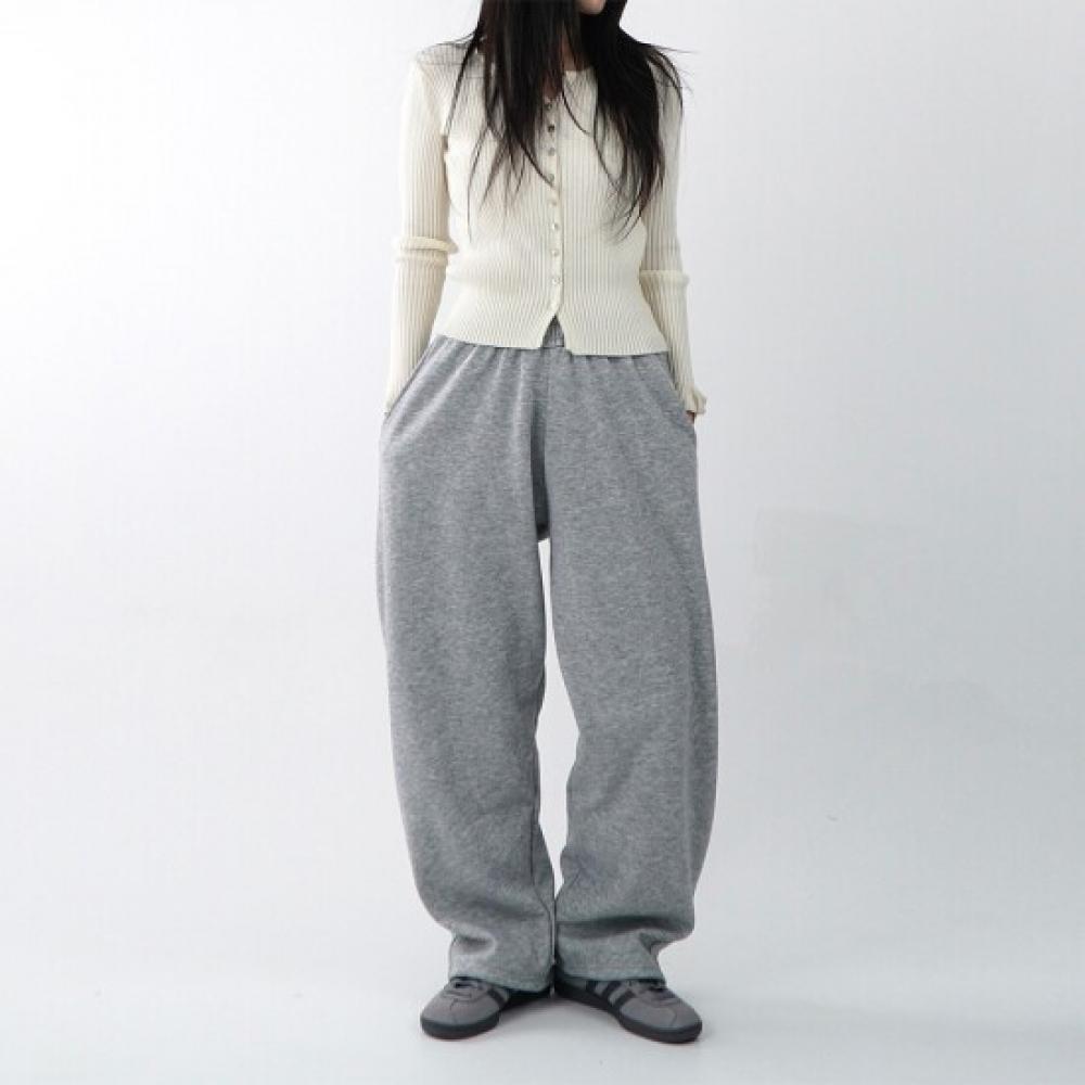 Onl Women Fleece Back Split Banding Pintuck Wide Pants Training Pants