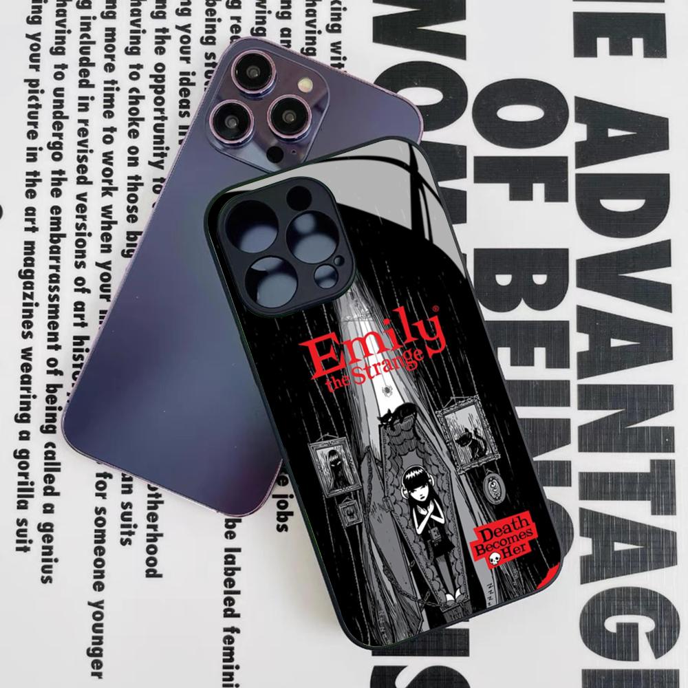 

Чехол для телефона Emily The Strange для Iphone 17 16 15 14 12 11 13 Pro Max Mini X Air Puls Черное Стеклянное Покрытие iPhone 14 Plus