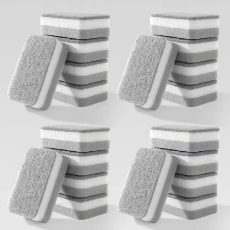 Gray Double-sided Cleaning Sponges Pan Pot Cleaning and Maintenance Washing Sponges Household Scouring Pad Kit Tools Brush